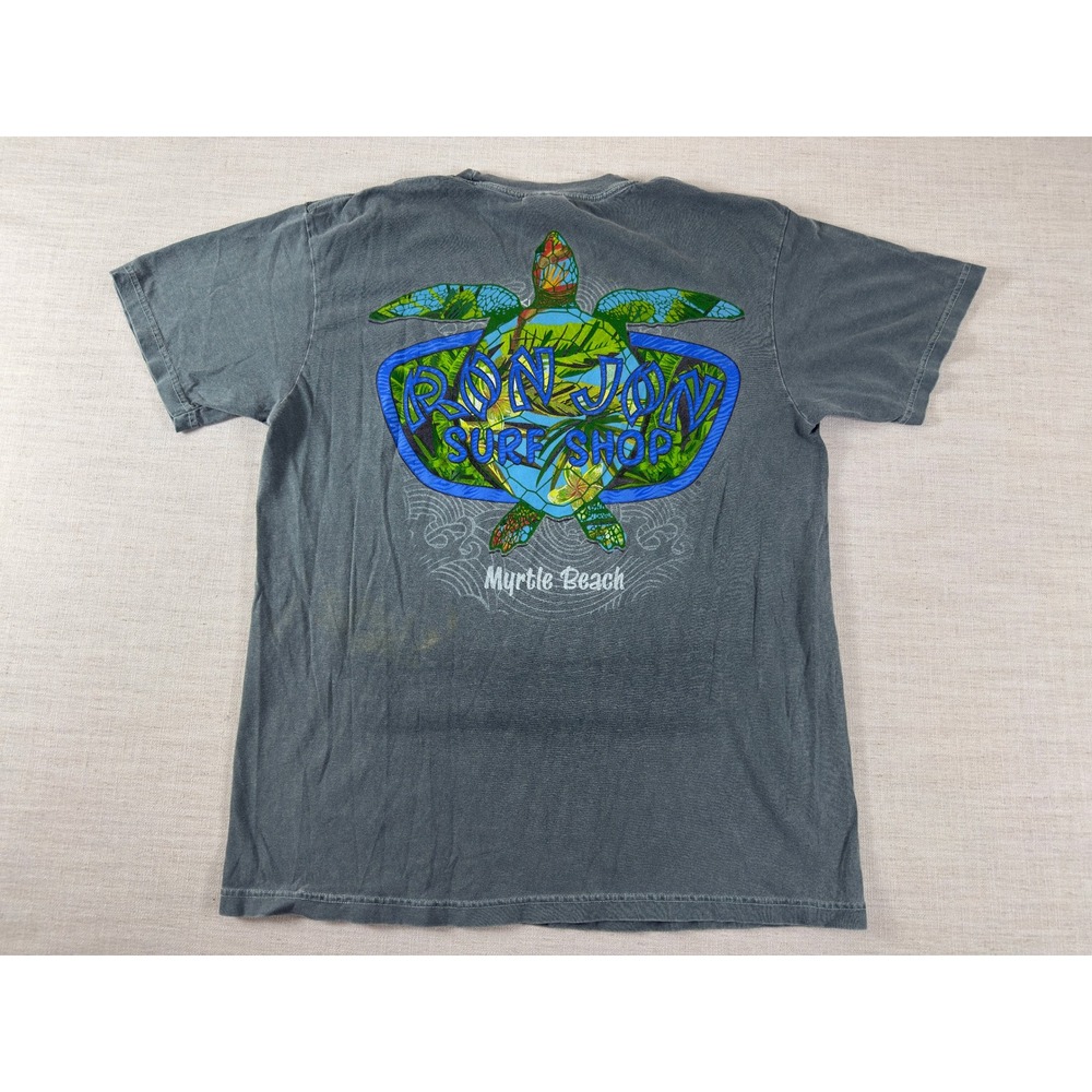 Ron Jon Surf Shop Myrtle Beach Sea Turtle Graphic T-Shirt Blue Gray Large